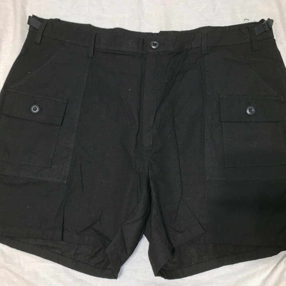 MENS BLACK TRU-SPEC 100% COTTON CARGO SHORTS NIGHT OPS HOT WX TACTICAL